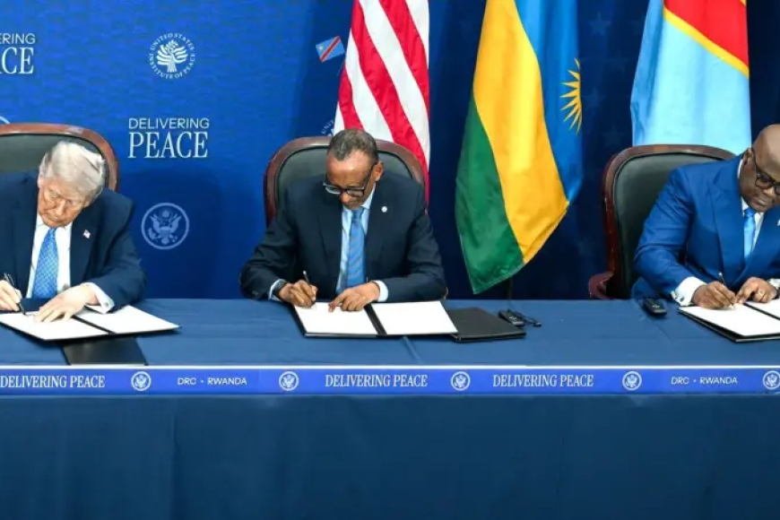 Perezida Kagame na Tshisekedi basinye amasezerano y&rsquo;amahoro